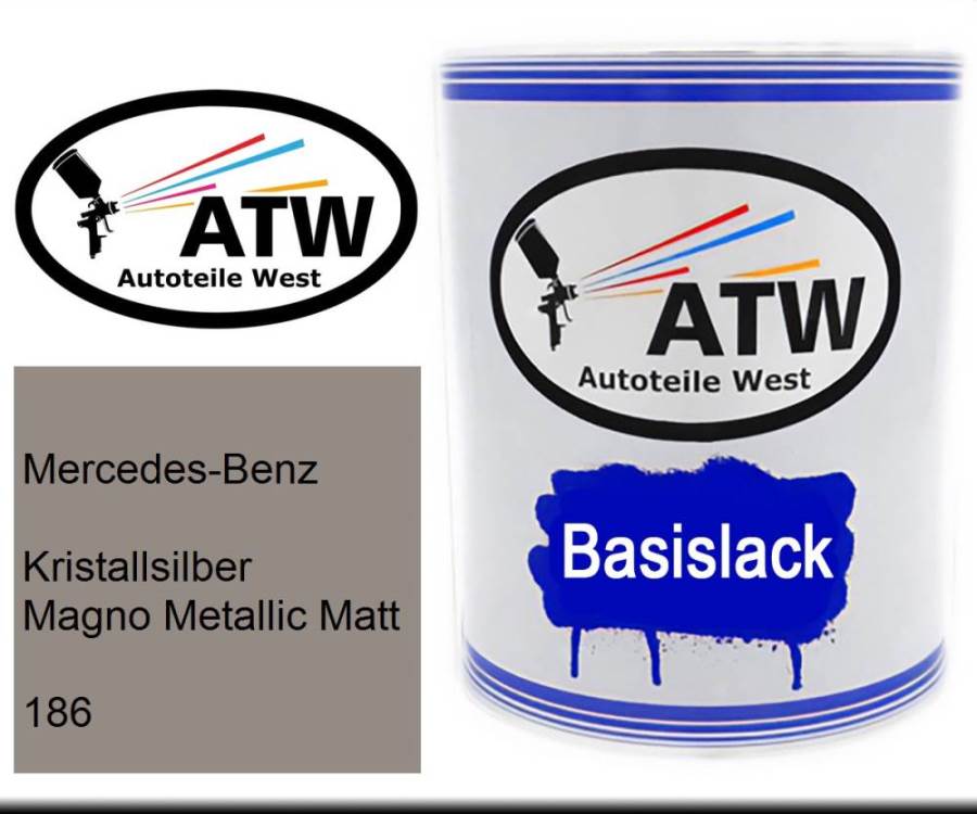 Mercedes-Benz, Kristallsilber Magno Metallic Matt, 186: 1L Lackdose, von ATW Autoteile West.